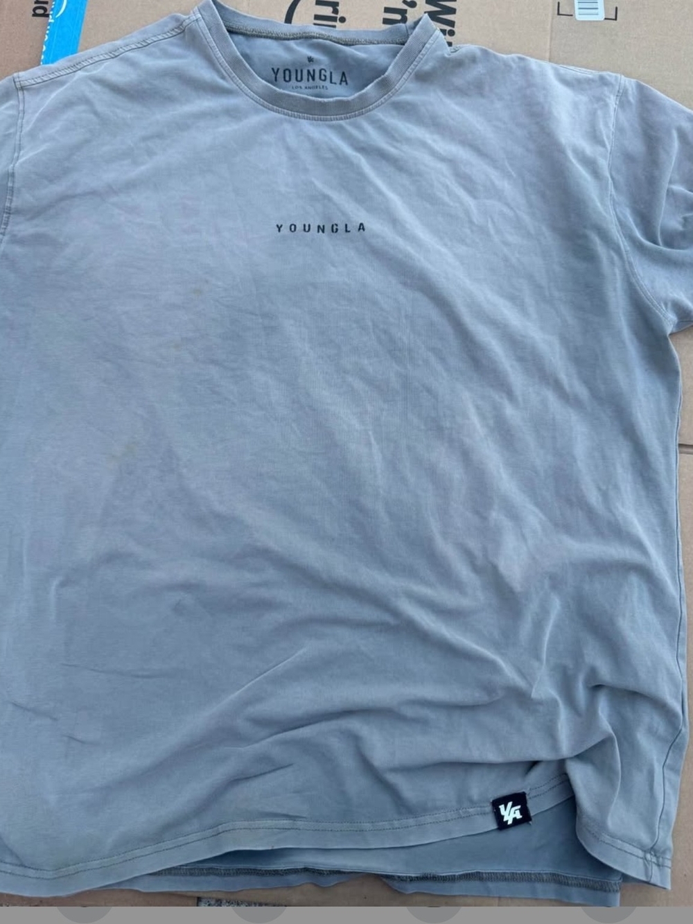YoungLA Men's Crewneck Tee in Light Blue-Gray